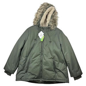 Penn Penningtons Faux Fur Sherpa Parka  Coat Green Size 1X